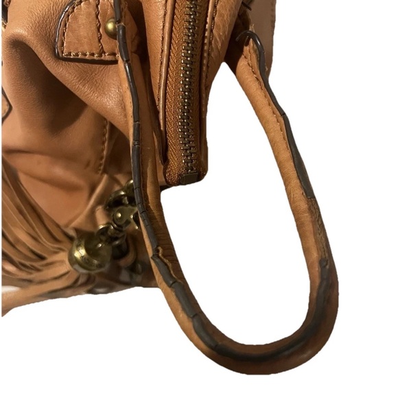 Lucky Brand Genuine Leather Crossbody Bag Women’s Tan Brown with Tassel - Picture 8 of 11